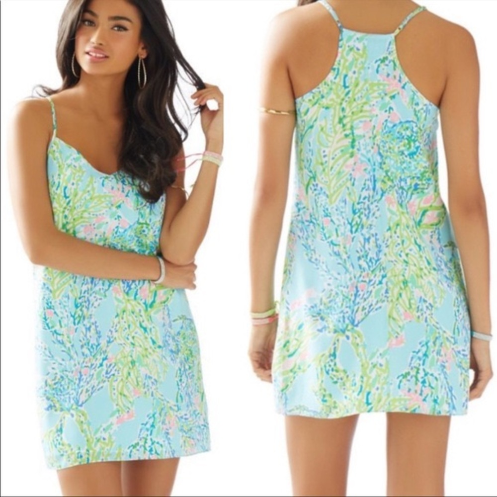 Lilly Pulitzer silk Dusk Dress in Skye Blue Heaven size medium